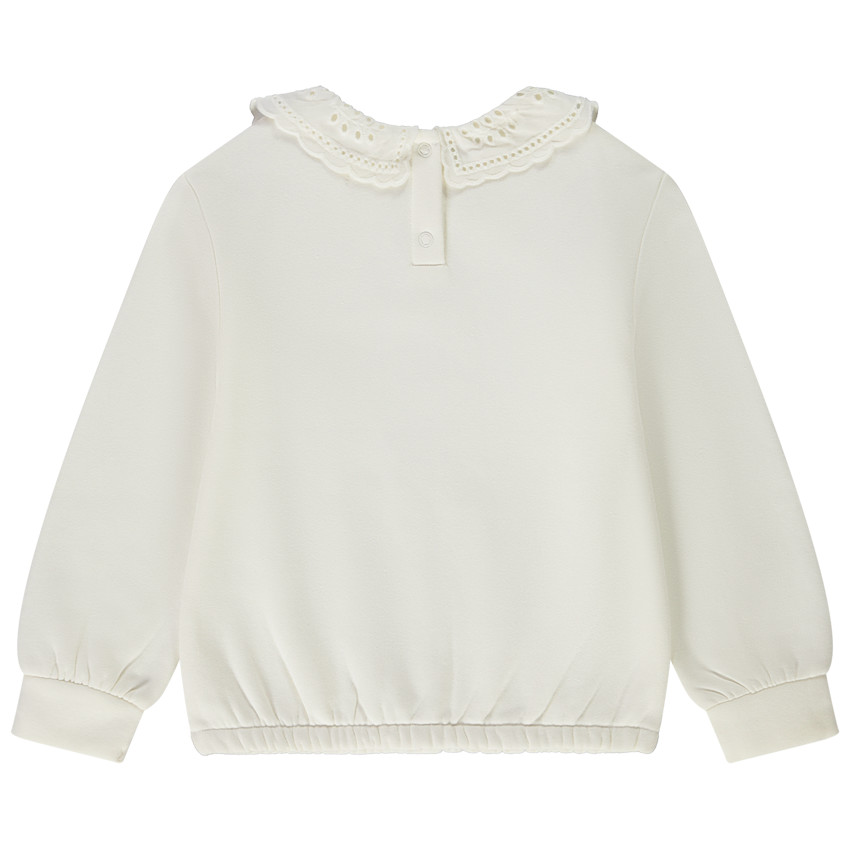 Sweat avec col claudine en broderie anglaise pour fille 