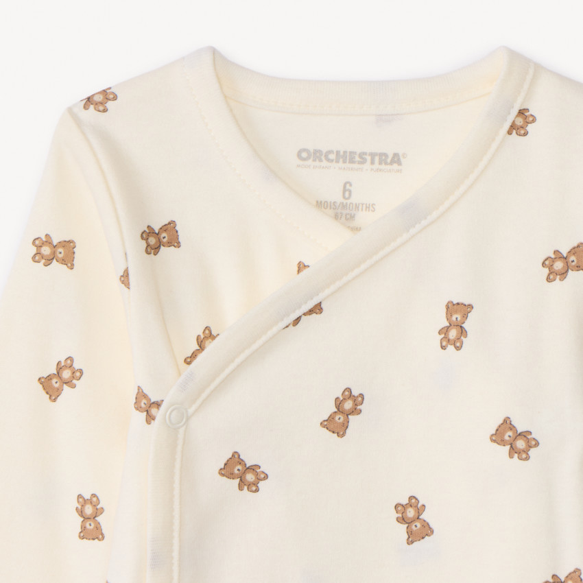 Lot de 2 bodies manches longues motifs oursons pour bébé 