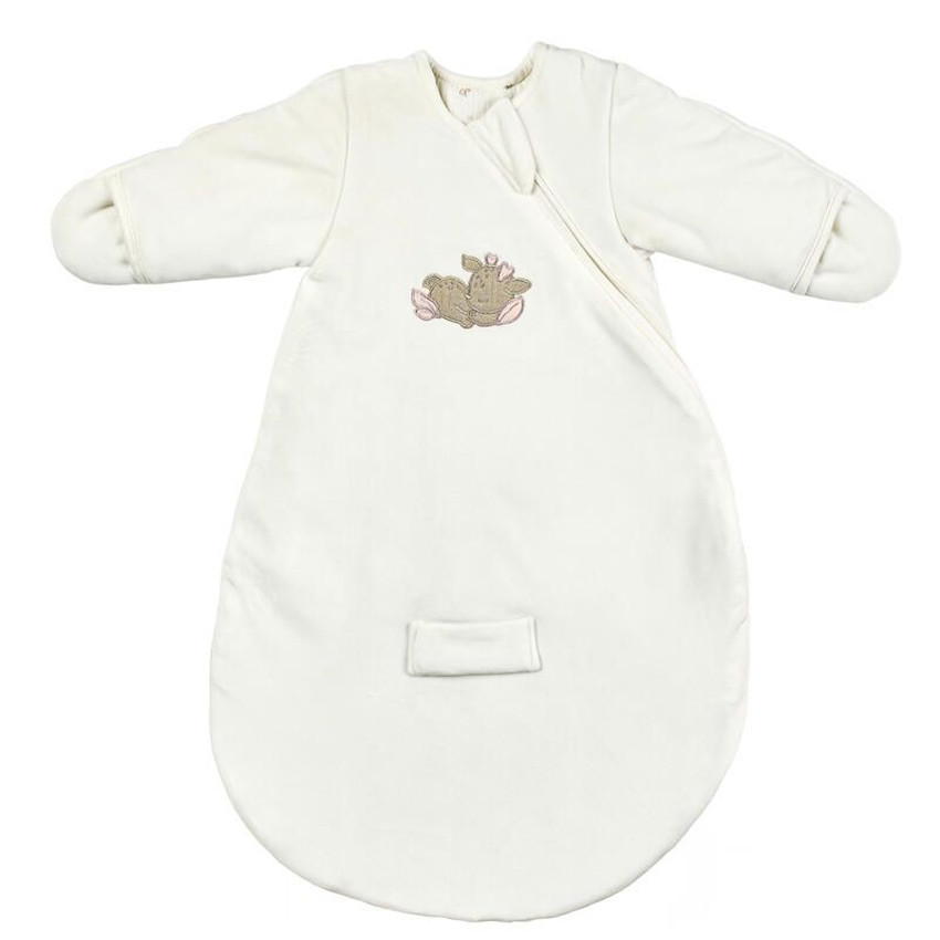 Gigoteuse avec manches et moufles - 60cm - Velours Fanfan - Blanc 