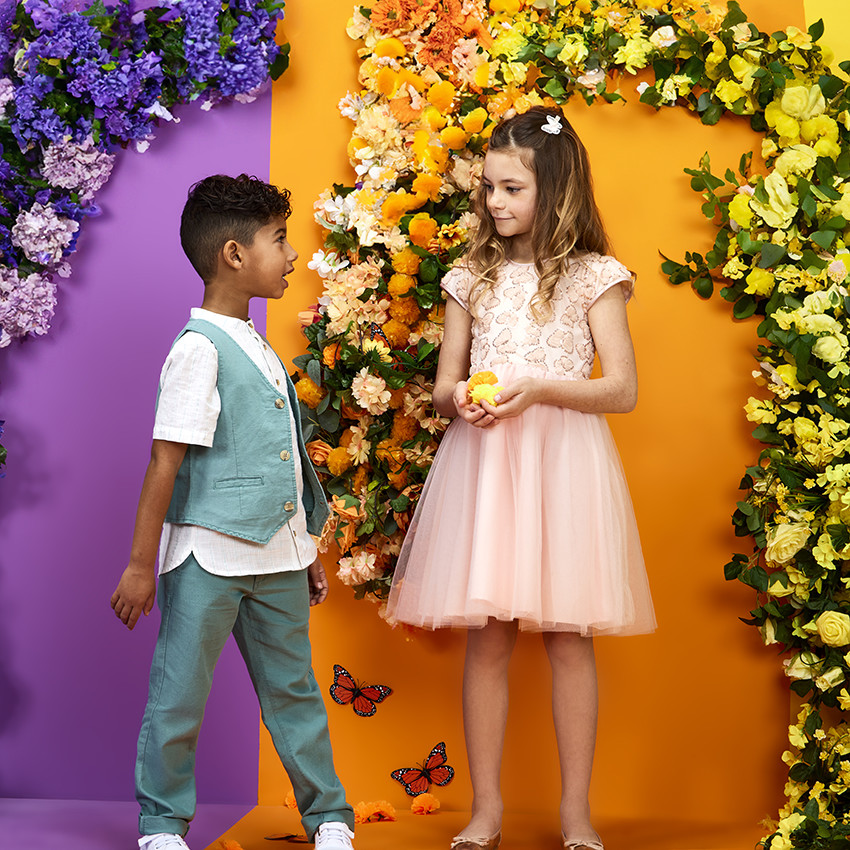 Robe de ceremonie en tulle avec papillons en sequins pour fille
