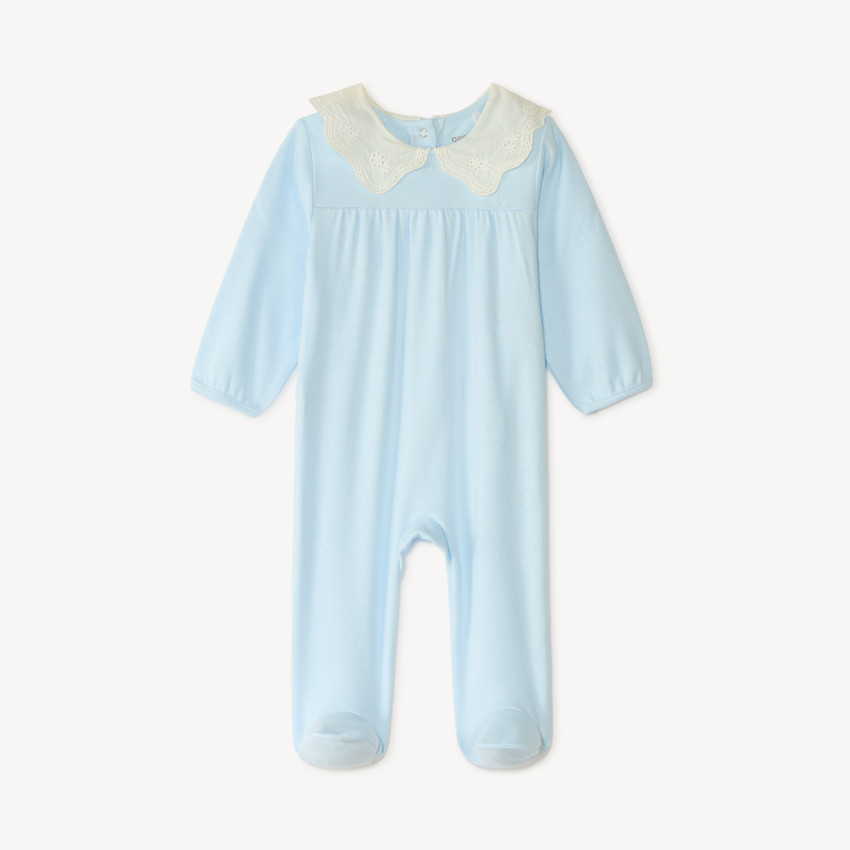 Dors bien léger avec col claudine en broderie anglaise pour bébé fille 