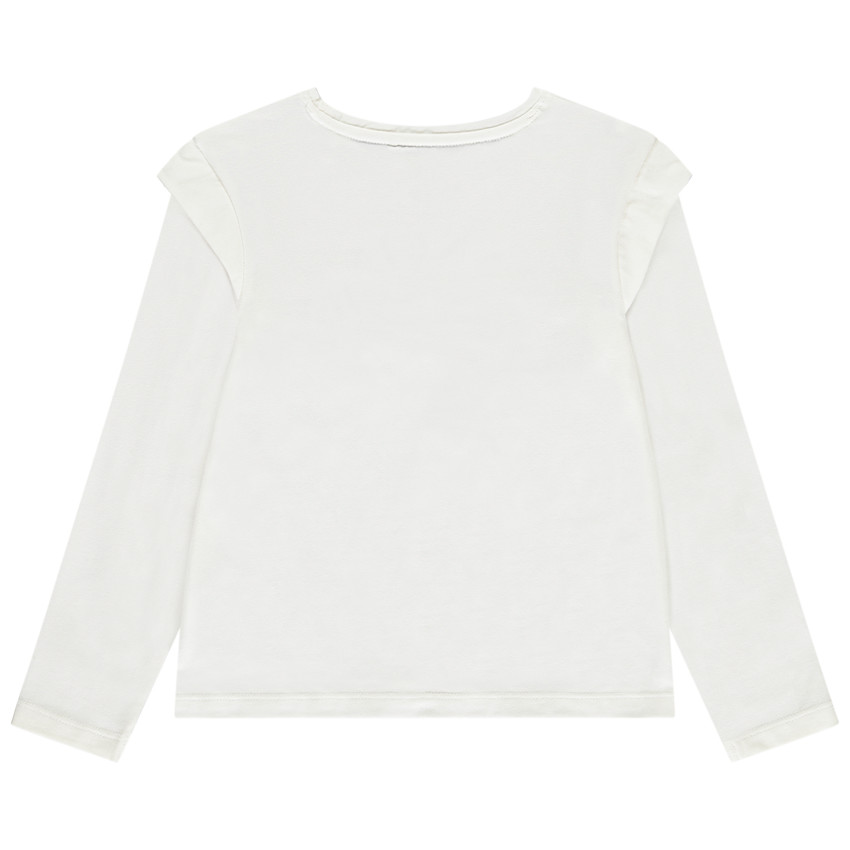 T-shirt manches longues à épaulettes et print pour fille 