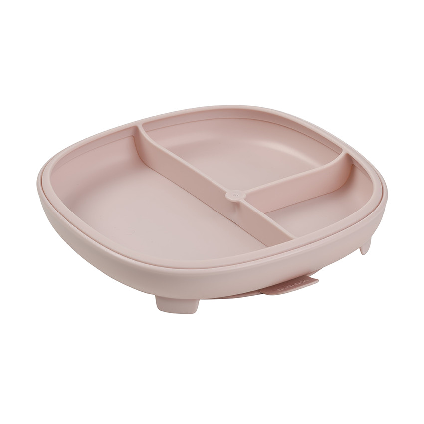 Assiette ventousée avec séparateur amovible 2 en 1 blush