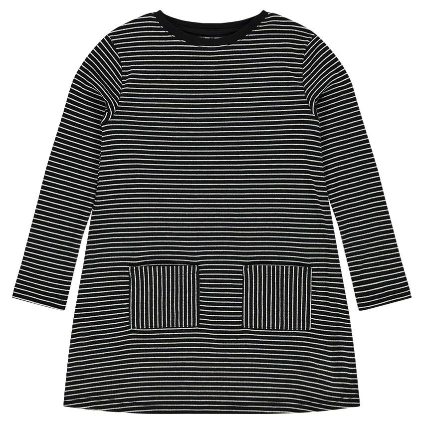 Robe manches longues rayée all-over à poches pour enfant fille 