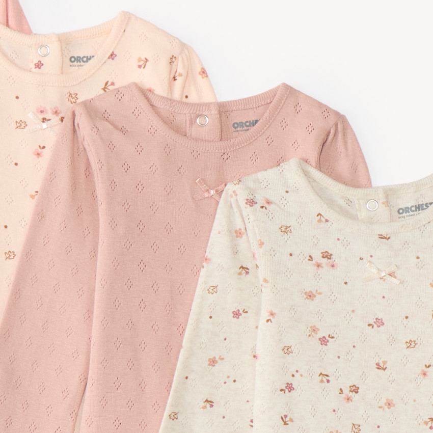 Lot de 5 bodies manches longues bébé fille fantaisie 