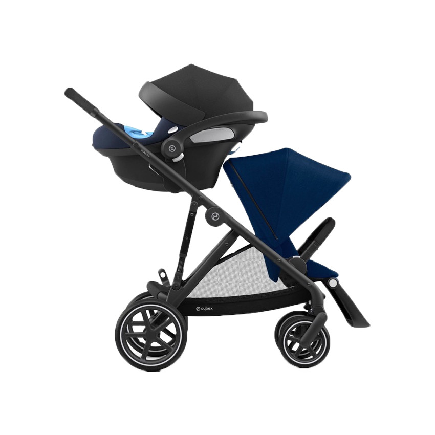 Poussette double Gazelle S - Châssis Noir / Siège Navy Blue 