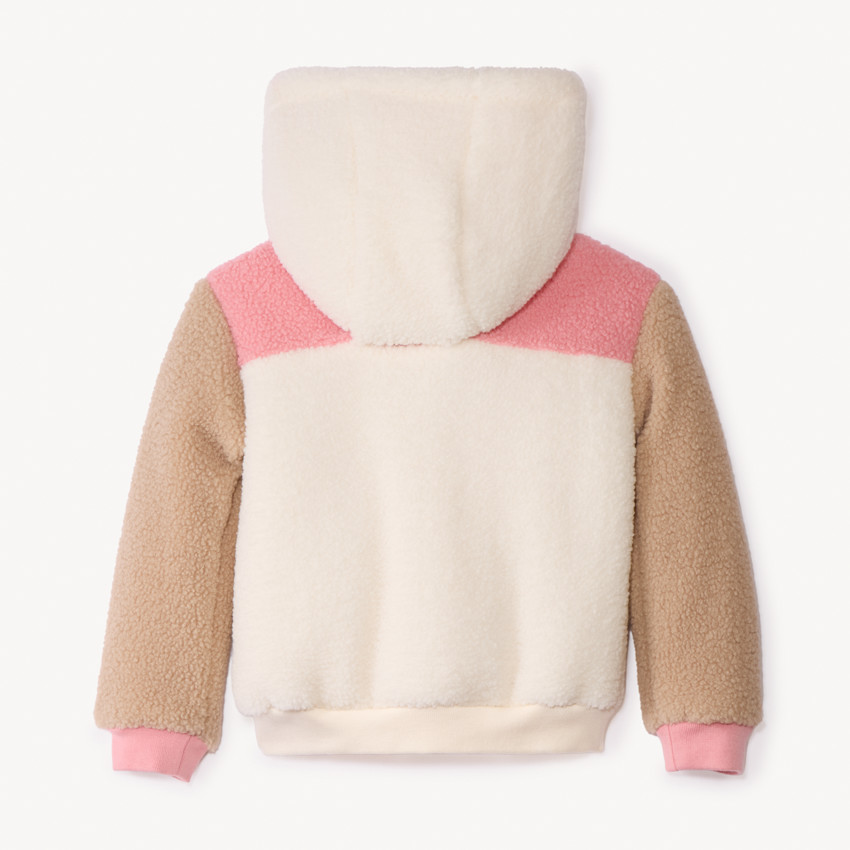 Blouson en sherpa moutonné effet colorblock pour fille  