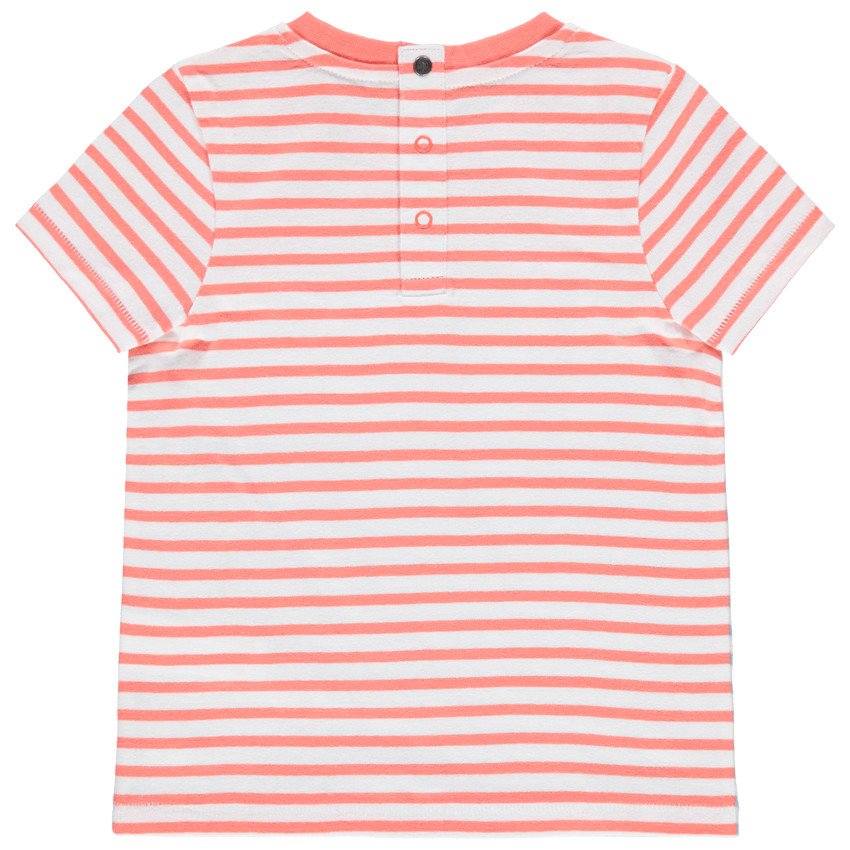 T-shirt manches courtes en coton bio à rayures et morses printés 