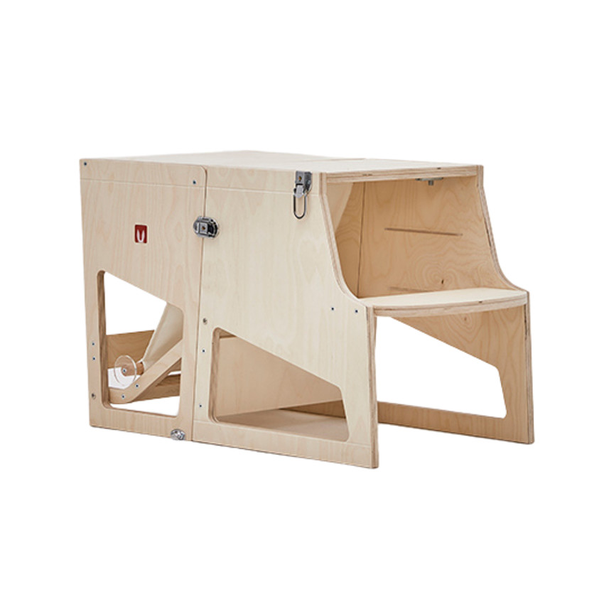 Tour d'apprentissage Montessori Transformer réglable en bois coloris naturel 