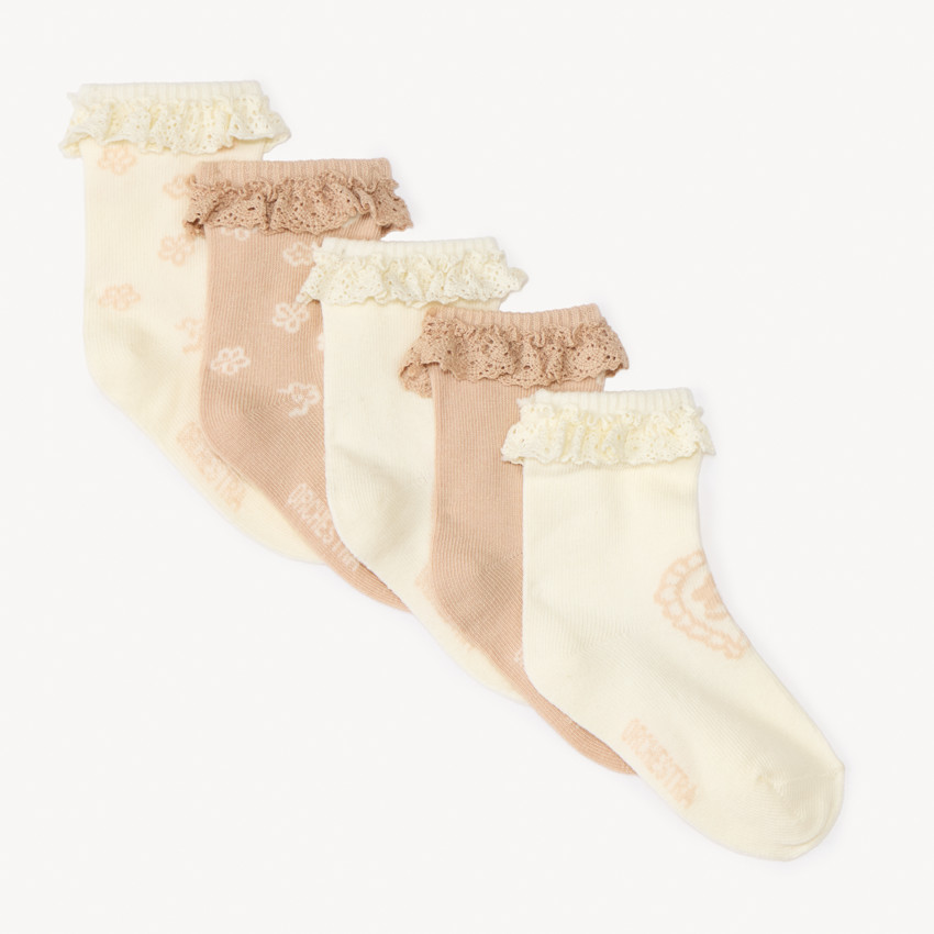 Lot de 5 paires de chaussettes à broderie anglaise pour bébé fille