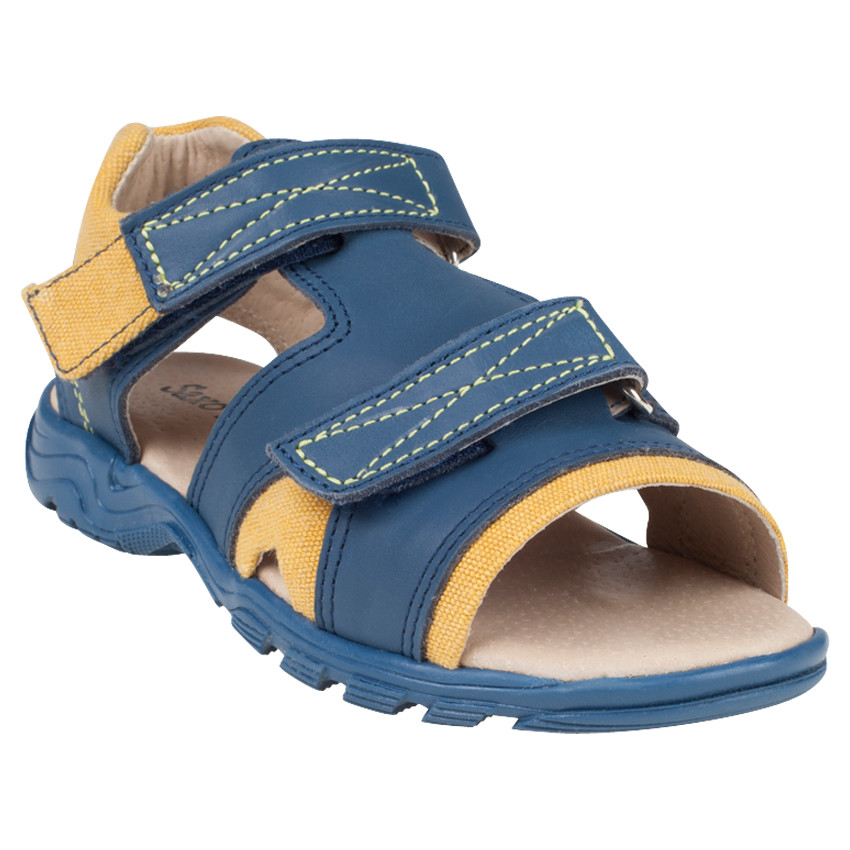Sandales bicolores en cuir à scratchs pour garçon 