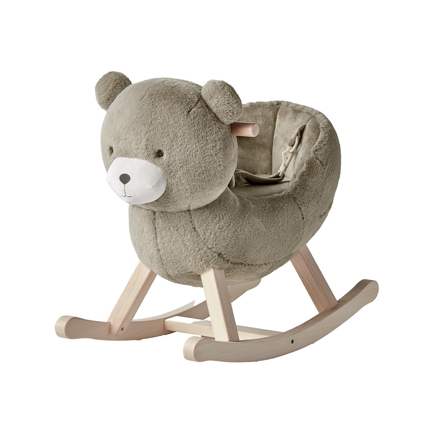 Animal à bascule en fausse fourrure Orso l'ours kaki