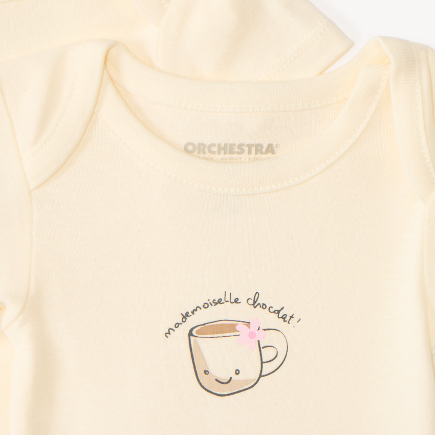 Lot de 7 bodies manches courtes print petit-déjeuner pour bébé fille 