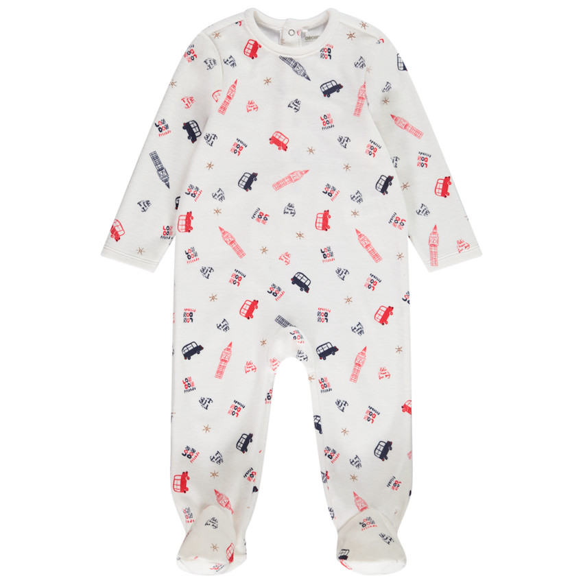 Dors-bien en velours imprimé London trip pour bébé garçon