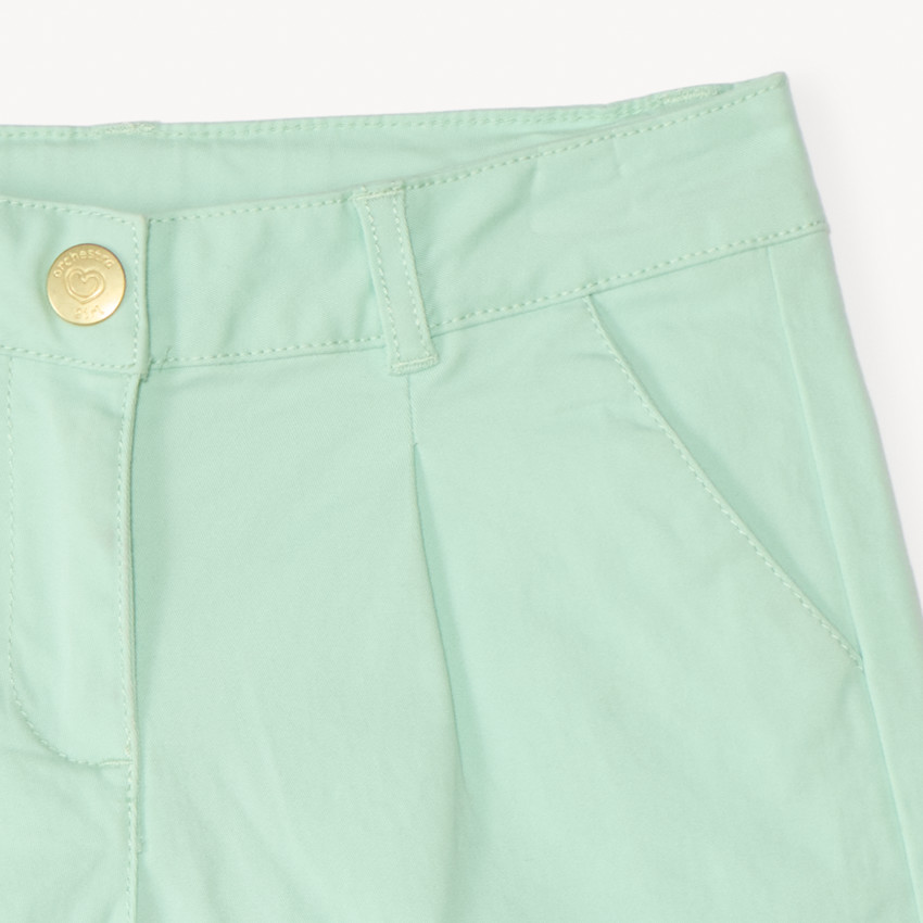 Short en twill uni effet pince pour fille 