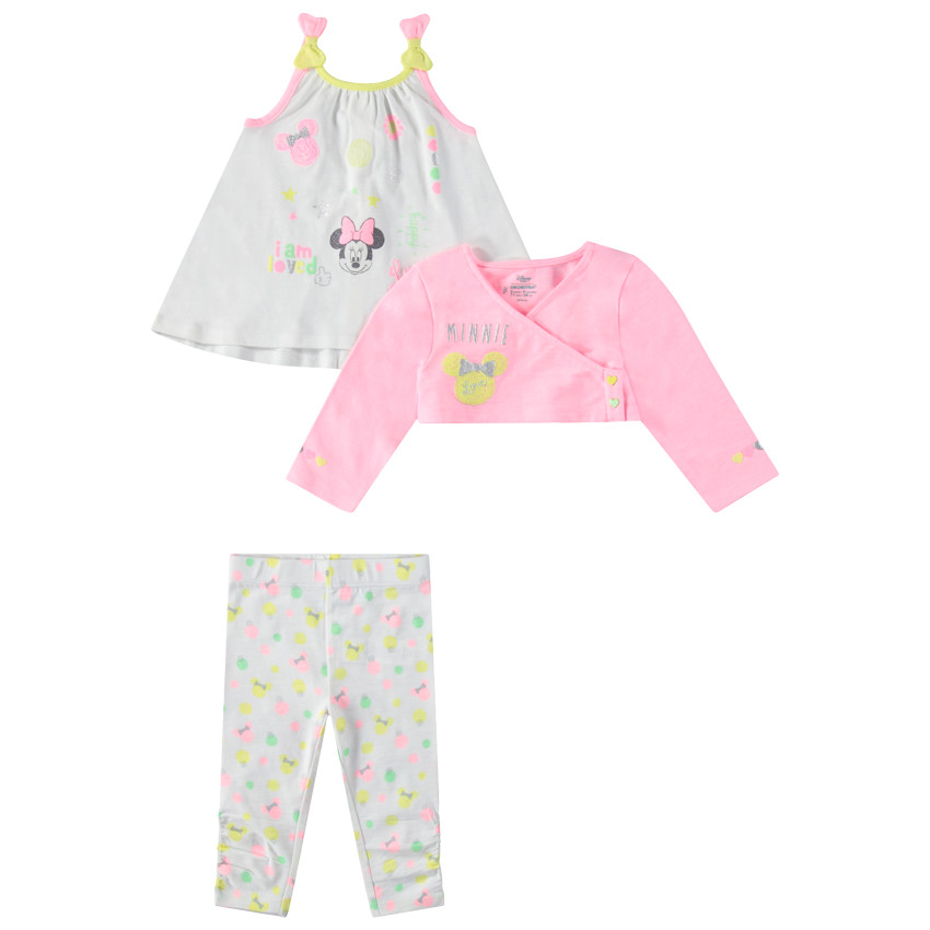 Ensemble avec tunique à bretelles, boléro et legging imprimé Minnie Disney 