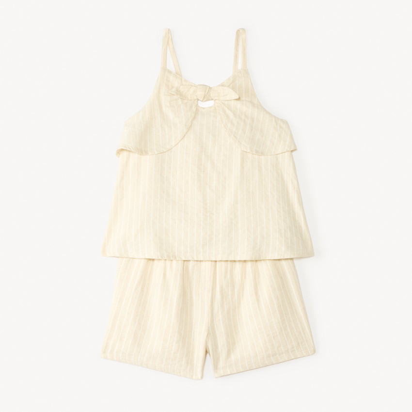 Ensemble 2 pièces en toile tunique + short à rayures pour fille 