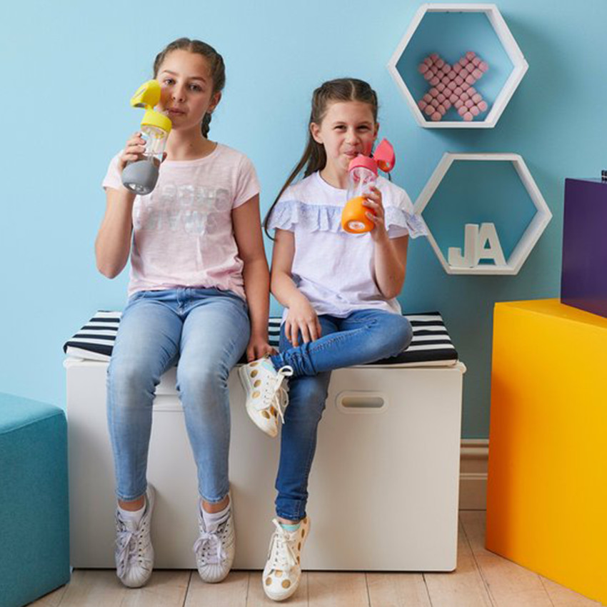 Gourde Tritan avec paille silicone pou renfants 450ml Indigo Rose 