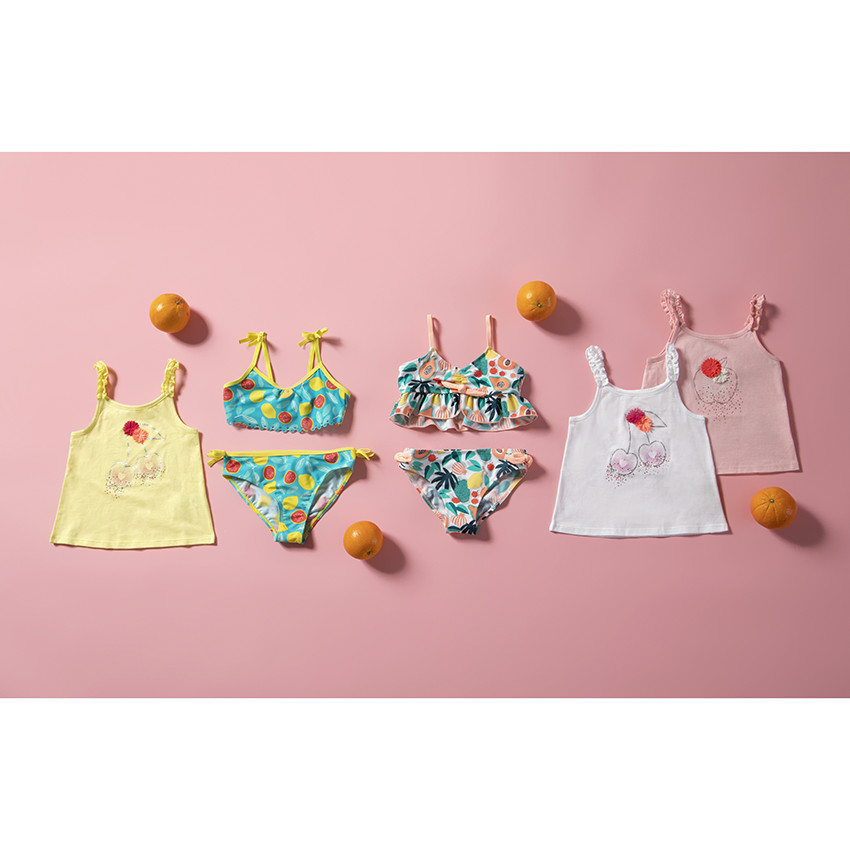 Débardeur en coton print fruit et détails en relief 