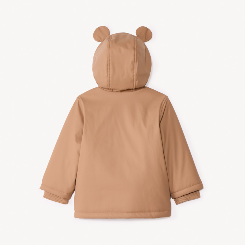Parka uni marron avec capuche oreilles ludiques pour bébé garçon  