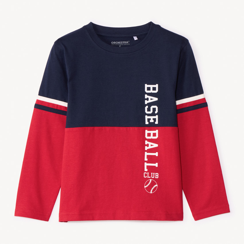 T-shirt manches longues effet colorblock fantaisie pour garçon