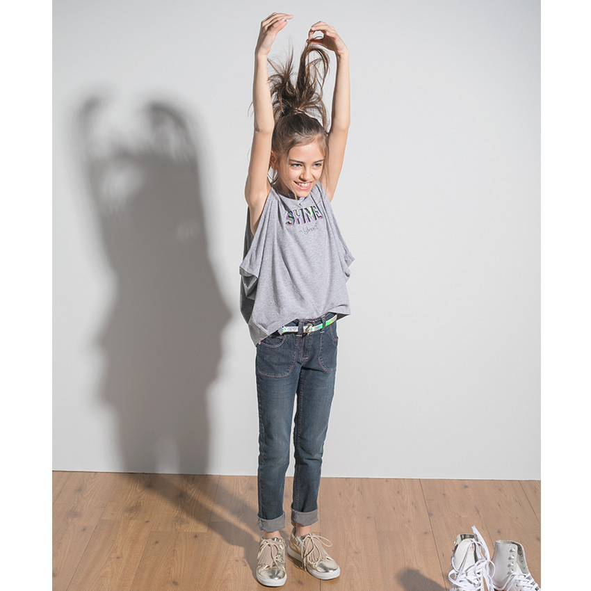 Tee-shirt manches chauve-souris avec message en foil iridescent 