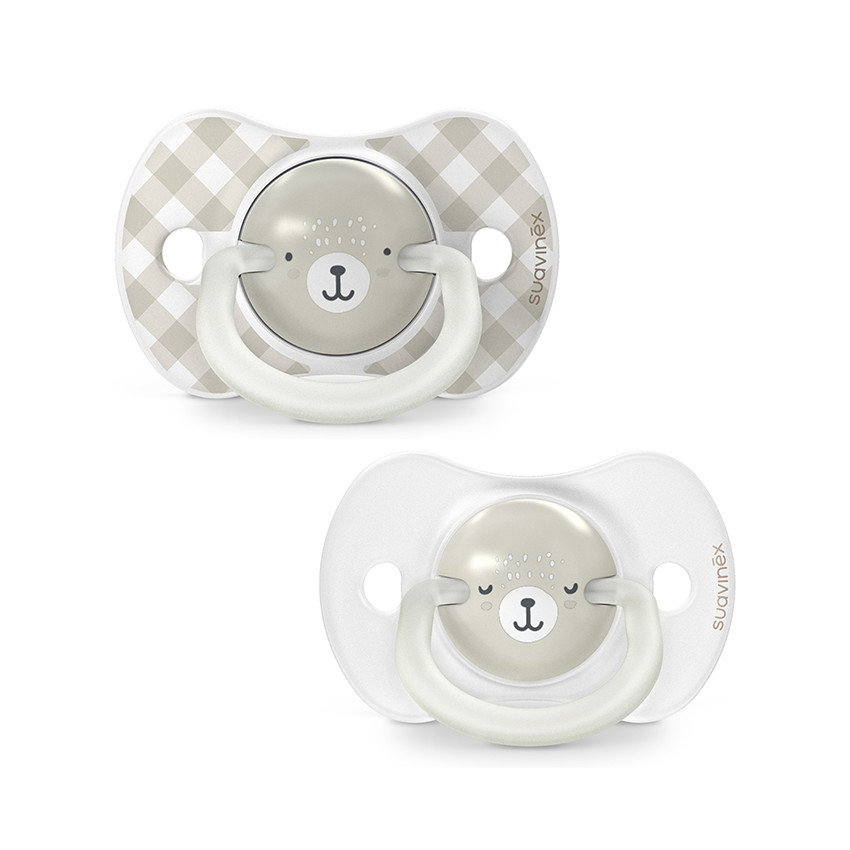 Lot de 2 sucettes silicone SX Pro 0-6M Wild&Free jour/nuit gris 