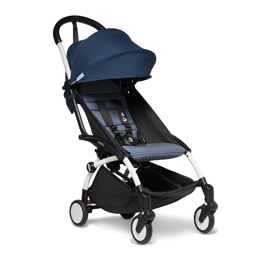 Poussette complète YOYO² nouveau pack 0+ et 6+ châssis blanc - Bleu Air France 