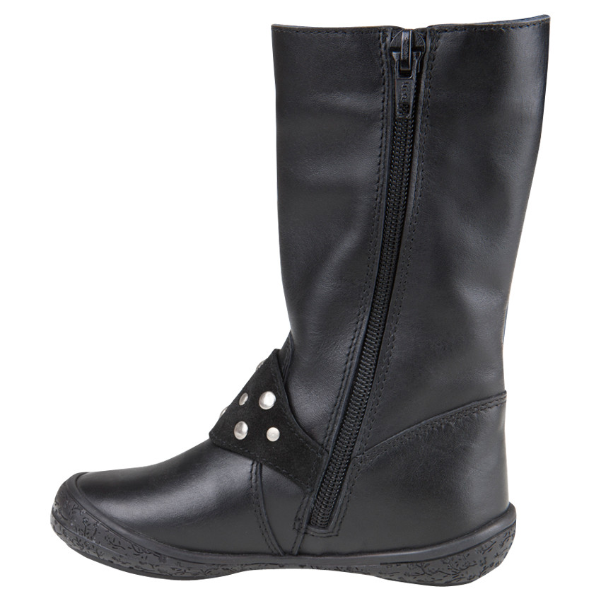 Bottes noires en cuir avec boucles et rivets 