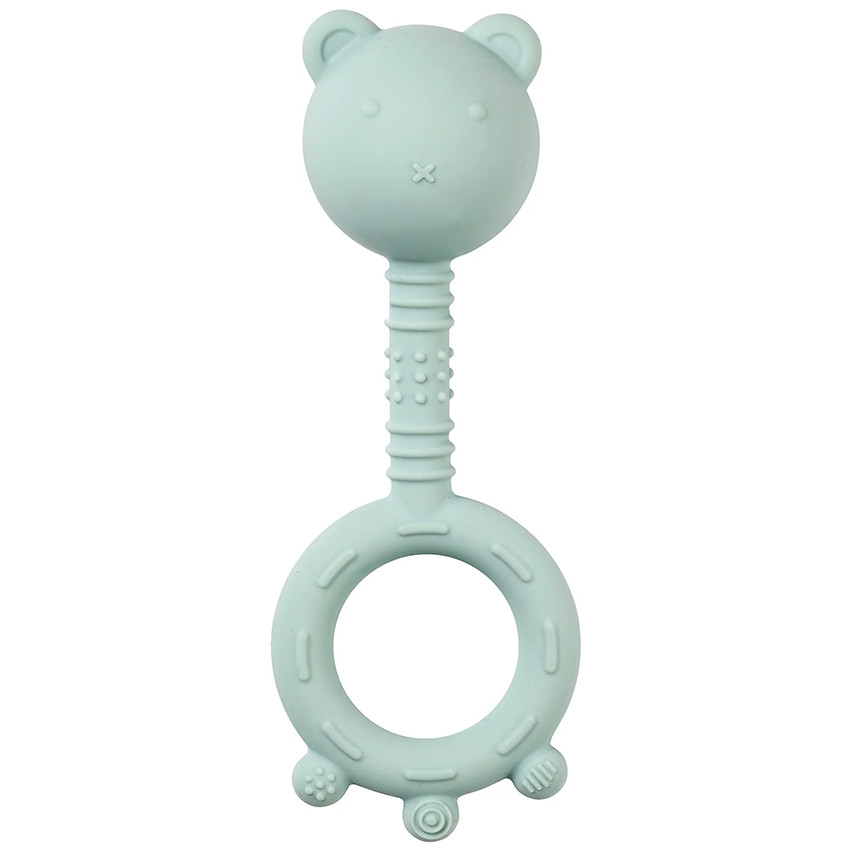 Hochet Ours en silicone - Vert Pastel