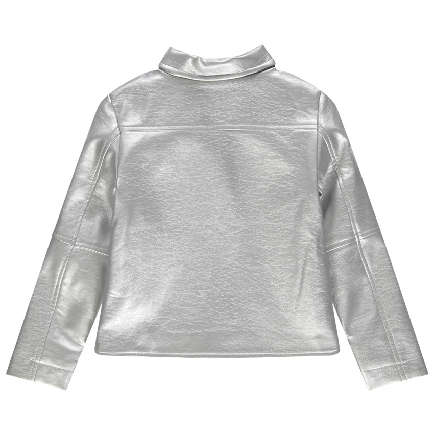 Perfecto effet cuir argentée à doublure imprimée 