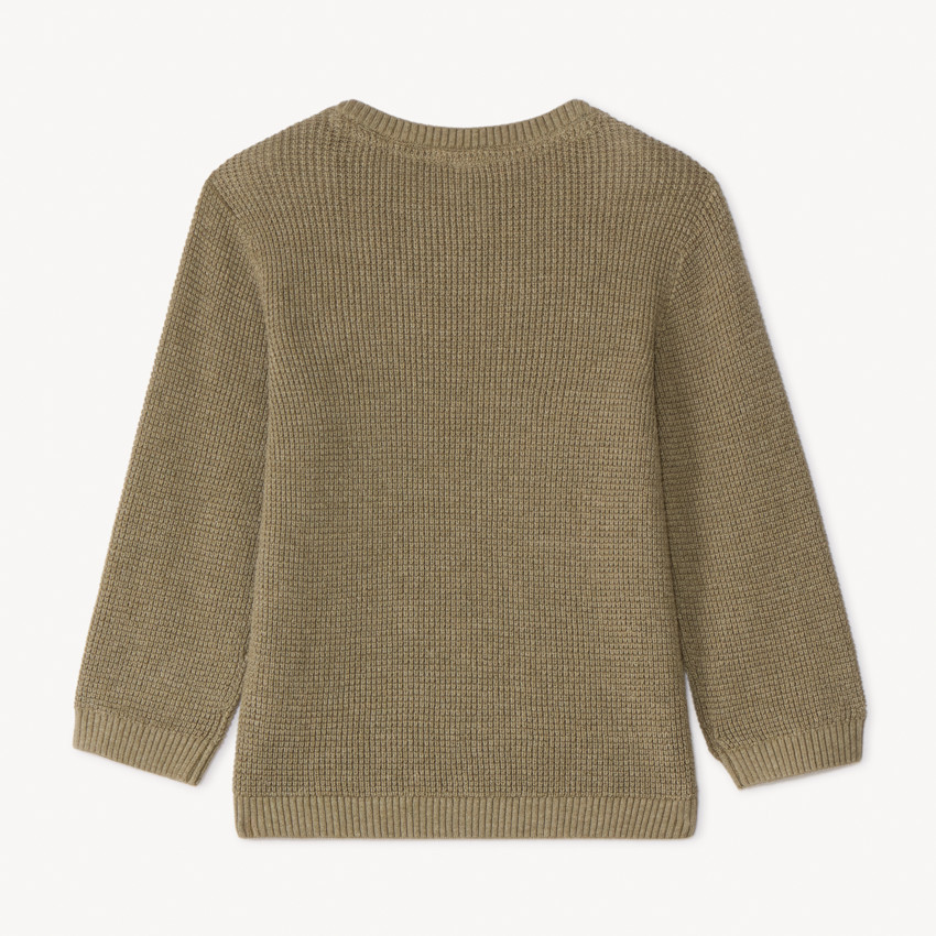 Pull en tricot uni brodé cactus pour bébé garçon 