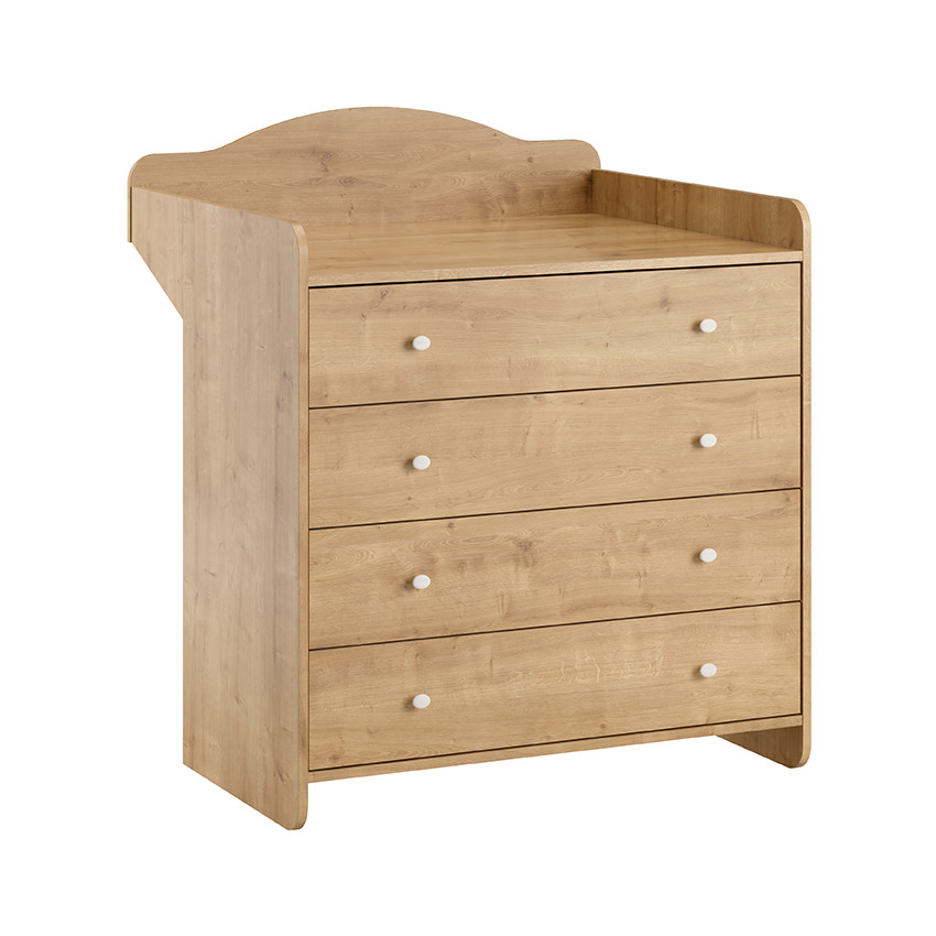 Commode 4 tiroirs avec plan à langer Megève aspect chêne 