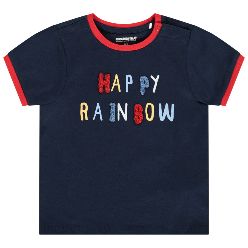 T-shirt manches courtes avec lettres en patch bouclette pour bébé garçon 