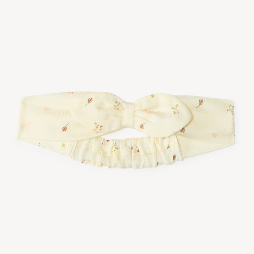 Bandeau noué à fleurs et cœurs bébé fille