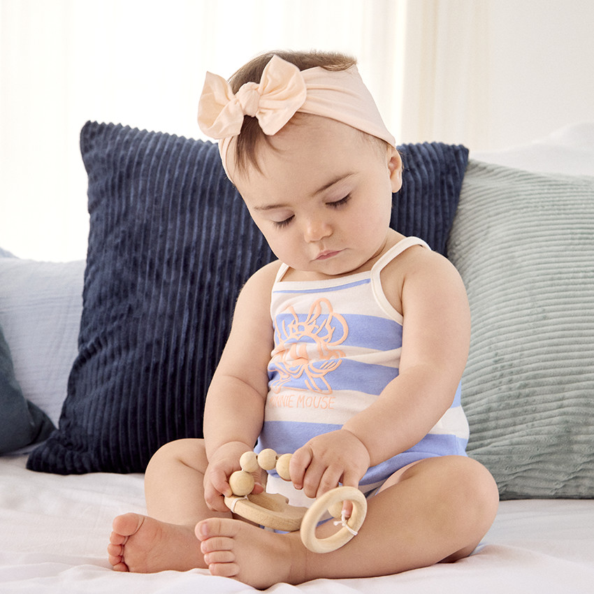 Combishort rayée puff print Minnie Disney pour bébé fille 