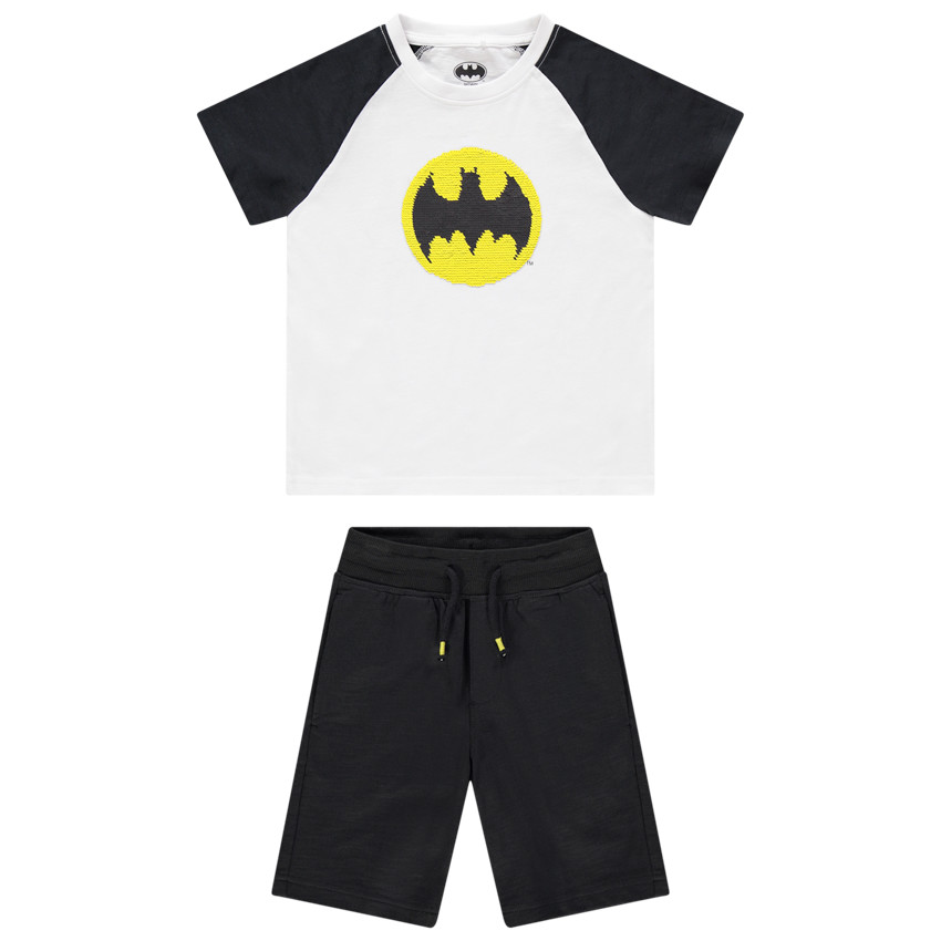 Ensemble bicolore motif Batman en sequins magiques pour enfant garçon 