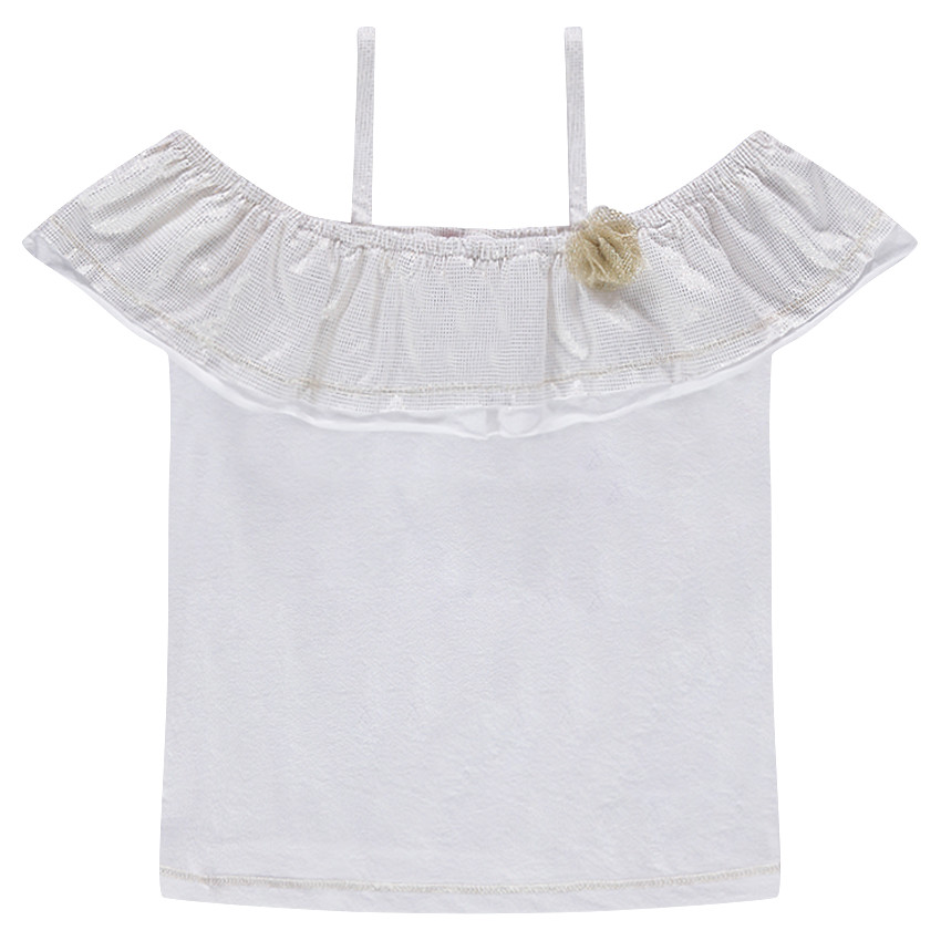 Débardeur à fines bretelles avec volant effet brillant 