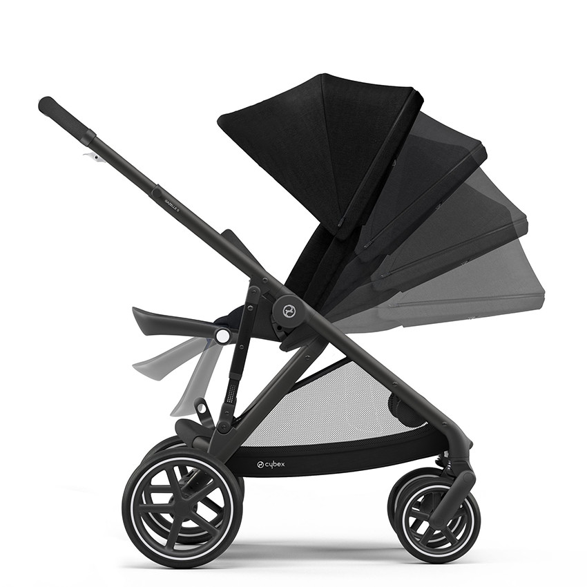 Poussette double Gazelle S - Châssis Black / Siège Deep Black 