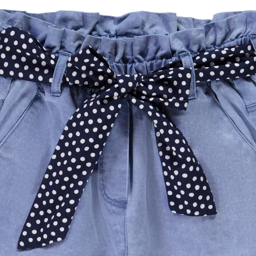 Pantalon paper bag avec ceinture fantaisie pour fille 