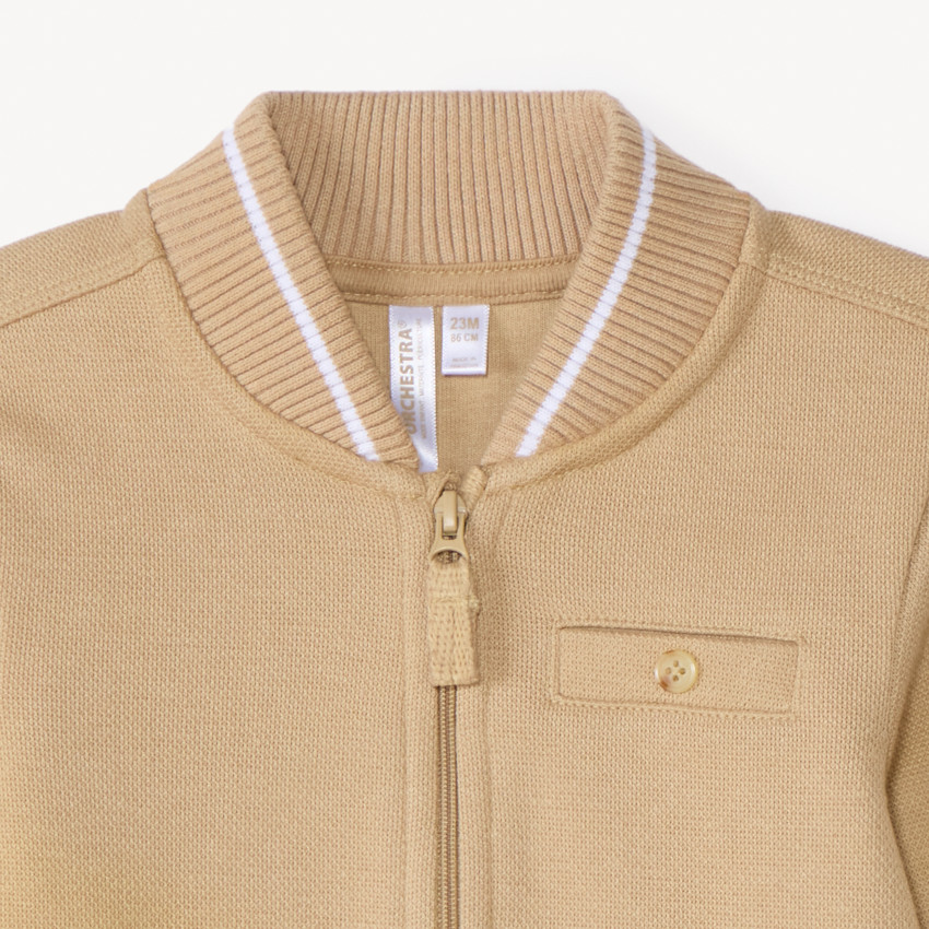 Gilet col teddy en piqué pour bébé garçon 