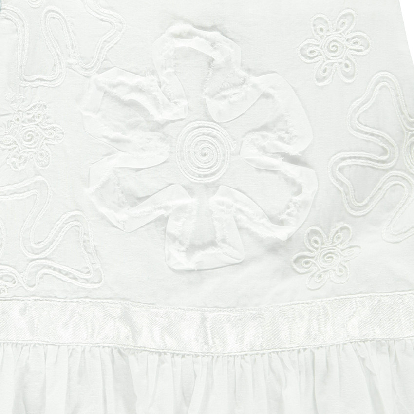 Robe blanche en voile de coton et tulle  