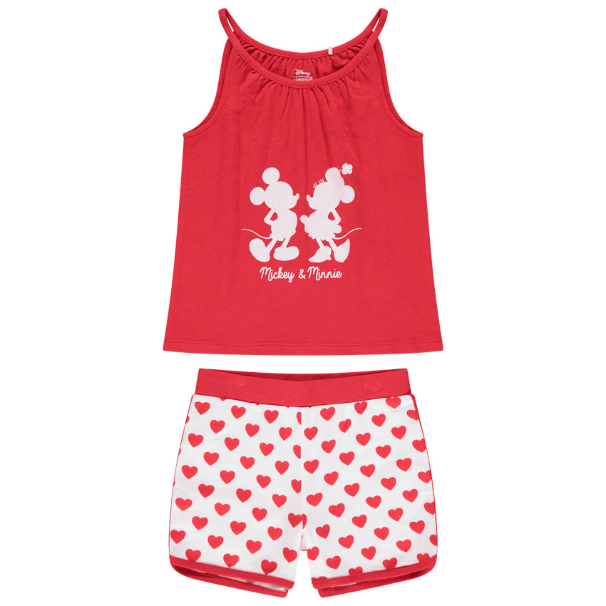 Pyjama court print Mickey et Minnie Disney et coeurs 