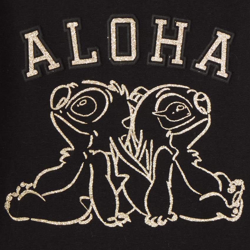 T-shirt fille manches courtes broderie Stitch et Angel 