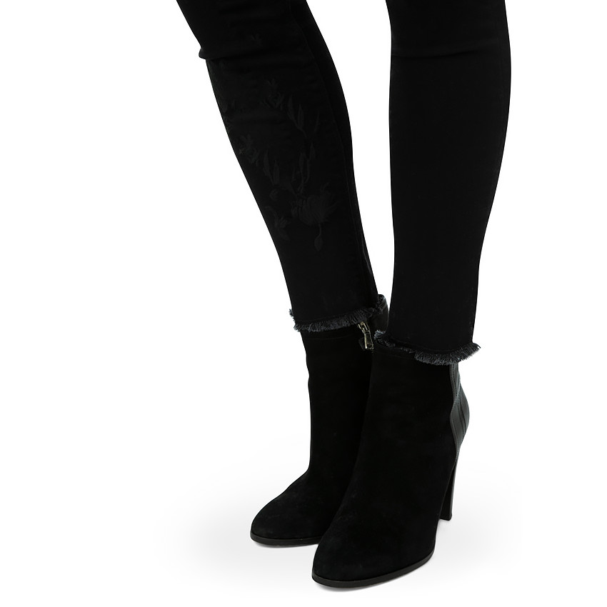 Jeans de grossesse avec bandeau haut et fleurs brodées 