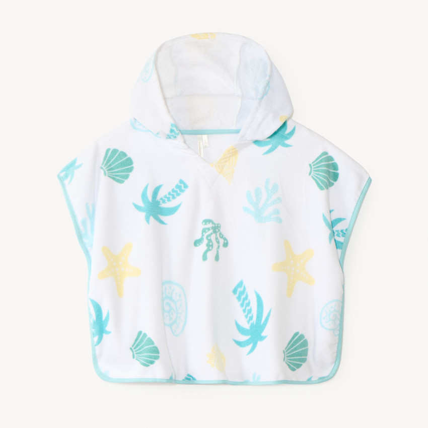 Cape de bain à capuche imprimé fantaisie coquillages et palmiers pour bébé garçon 