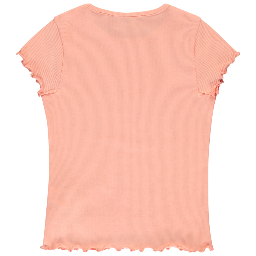 T-shirt manches courtes côtelé à cœur brodé pour fille 
