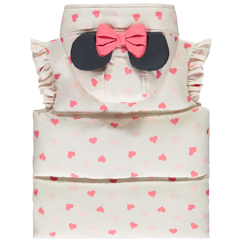 Doudoune sans manches Minnie Disney imprimé cœurs pour bébé fille 