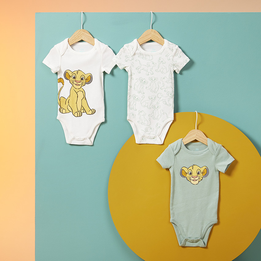 Lot de 3 bodies en coton Le Roi Lion Disney pour bebe garcon Orchestra