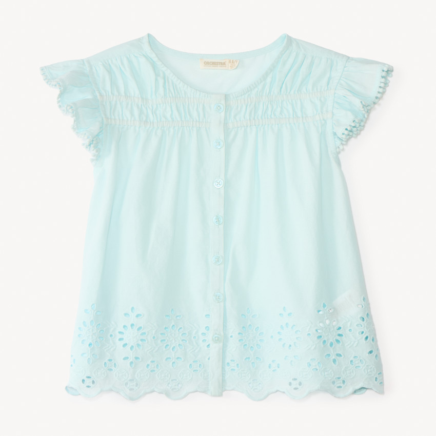 Tunique manches courtes en voile fantaisie uni pour fille 